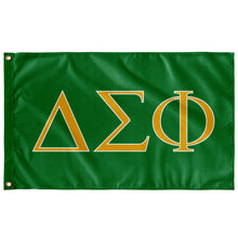 Load image into Gallery viewer, Delta Sigma Phi Fraternity Flag - Nile Green, Desert Gold &amp; White