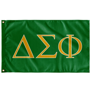 Delta Sigma Phi Fraternity Flag - Nile Green, Desert Gold & White