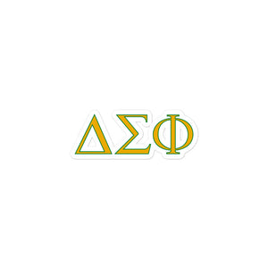 Delta Sigma Phi Greek Letters Sticker - Desert Gold & Nile Green