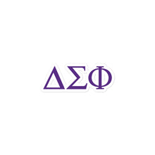 Load image into Gallery viewer, Delta Sigma Phi Greek Letters Sticker - Royal Purple