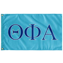 Load image into Gallery viewer, Theta Phi Alpha Sorority Flag - Turquoise, Navy &amp; White
