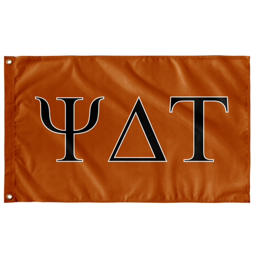 Psi Delta Tau Fraternity Flag - Burnt Orange, Black &  White