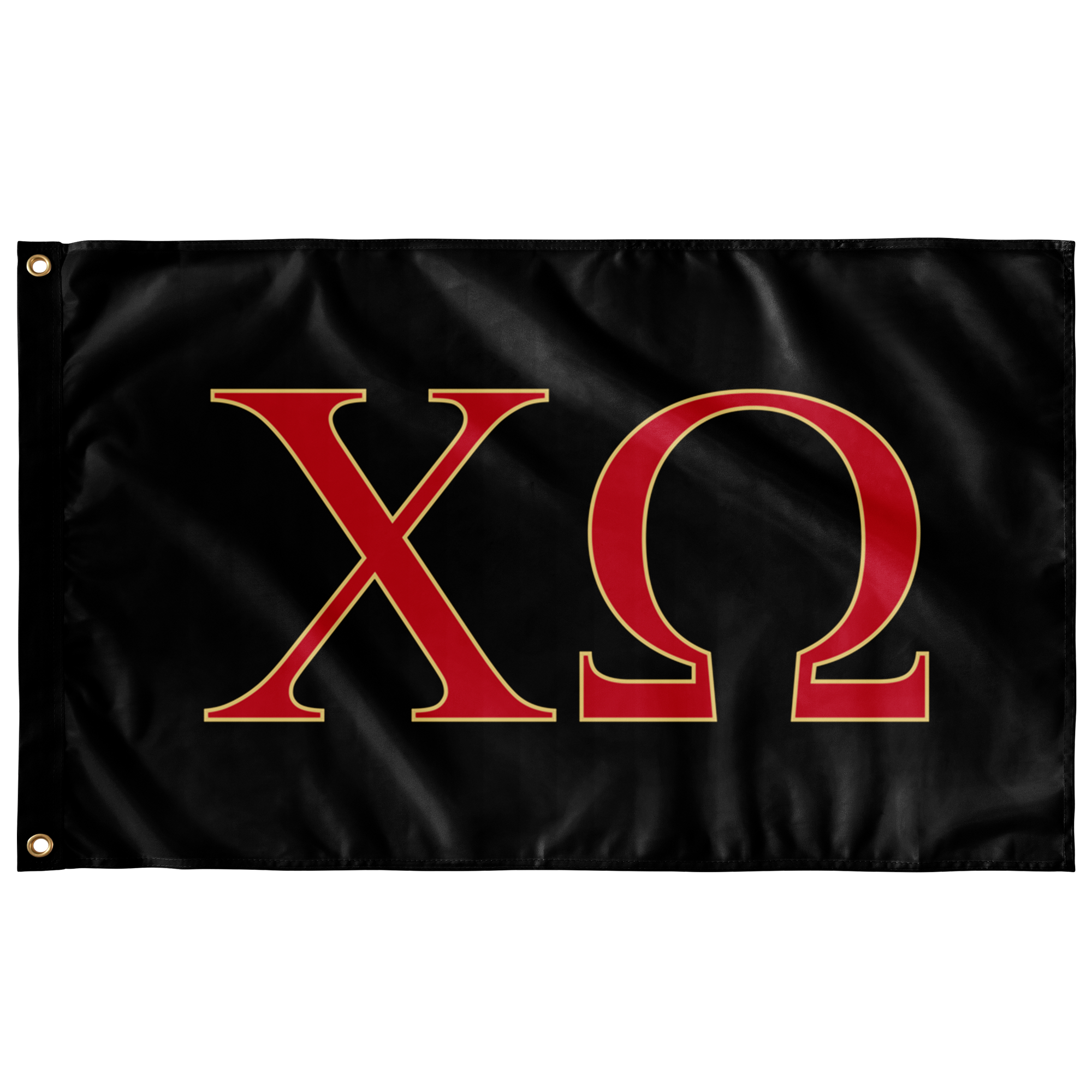 Chi Omega Sorority Flag Black Cardinal Straw