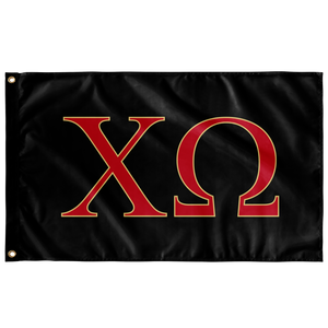 Chi Omega Flag in Black, Cardinal & Straw - 3 x 5 Sorority Banner