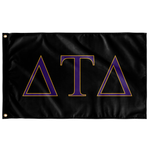 Delta Tau Delta Fraternity Flag - Black, Explorer Purple & Explorer Gold