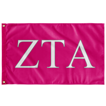 Load image into Gallery viewer, Zeta Tau Alpha Sorority Flag - Bright Pink, White &amp; Silver