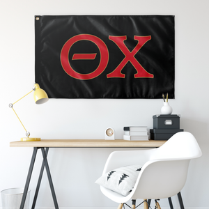 Theta Chi Fraternity Letters Flag - Black, Red & Gold