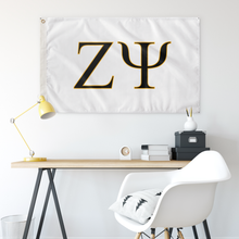 Load image into Gallery viewer, Zeta Psi Fraternity Flag - White, Black &amp; Gold
