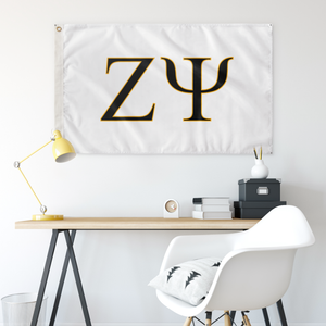 Zeta Psi Fraternity Flag - White, Black & Gold