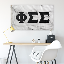 Load image into Gallery viewer, Phi Sigma Sigma White Marble Flag With Greek Block Letters