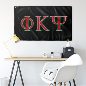 Phi Kappa Psi Greek Letters Flag - Black, Red, White & Green