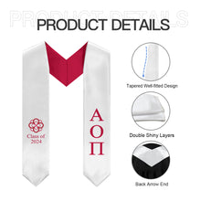 Load image into Gallery viewer, Alpha Omicron Pi Infinity Rose Stole - White