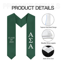 Load image into Gallery viewer, Alpha Sigma Alpha Class of 2024 Sorority Stole - Palm Green &amp; White