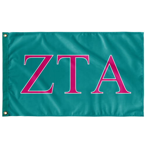 Zeta Tau Alpha Sorority Flag - Teal, Bright Pink & White