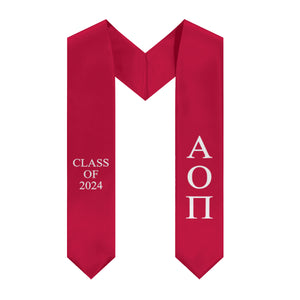 Alpha Omicron Pi Class of 2024 Sorority Stole - Cardinal & White