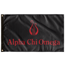 Load image into Gallery viewer, Alpha Chi Omega With Lyre Sorority Flag - Ebony &amp; Scarlet