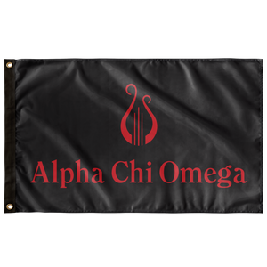 Alpha Chi Omega With Lyre Sorority Flag - Ebony & Scarlet
