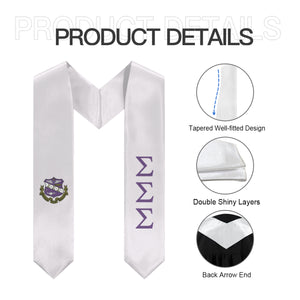 Sigma Sigma Sigma Graduation Stole With Crest - White