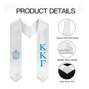 Kappa Kappa Gamma Graduation Stole With Crest - White