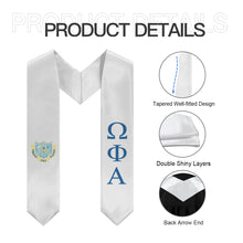 Load image into Gallery viewer, Omega Phi Alpha Graduation Stole With Coat Of Arms - White