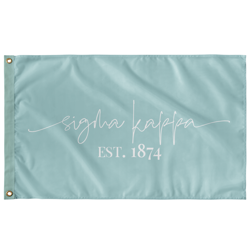 Sigma Kappa Sorority Script Flag - Mint & White