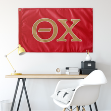 Load image into Gallery viewer, Theta Chi Fraternity Letters Flag - Red, Gold &amp; White