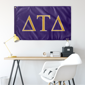Delta Tau Delta Fraternity Flag - Explorer Purple,  Explorer Gold & White