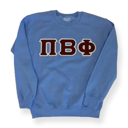 Pi Beta Phi Sorority Letter Sweatshirt - Carolina Blue, Maroon & White