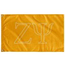 Load image into Gallery viewer, Zeta Psi Fraternity Letter Flag - Zeta Psi Gold &amp; Pure White