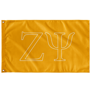 Zeta Psi Fraternity Letter Flag - Zeta Psi Gold & Pure White