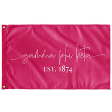 Load image into Gallery viewer, Gamma Phi Beta Sorority  Script Flag - Carnation &amp; White