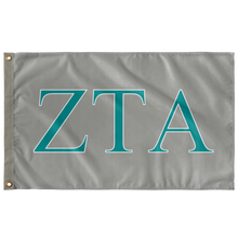 Load image into Gallery viewer, Zeta Tau Alpha Sorority Flag - Grey, Teal &amp; White