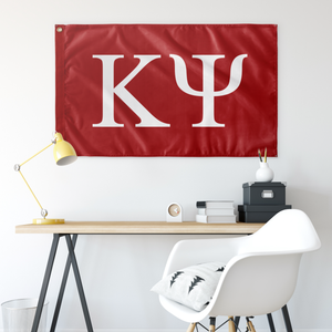 Kappa Psi Fraternity Letter Flag - Red & White