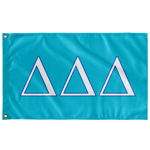 Delta Delta Delta Sorority Flag - Bright Blue, White & Cerulean Blue