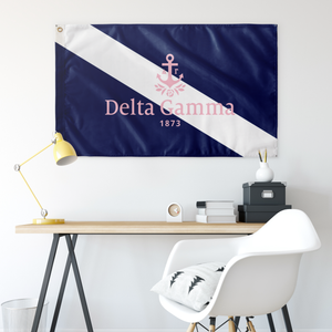 Delta Gamma Slash Logo Sorority Flag - Navy, White & Pink