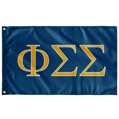 Phi Sigma Sigma Sorority Flag - Colonial Blue, Light Gold & White