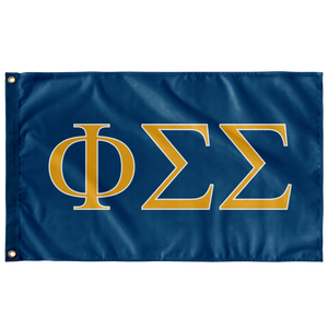Phi Sigma Sigma Sorority Flag - Colonial Blue, Light Gold & White