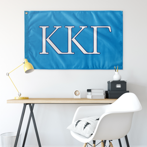 Kappa Kappa Gamma Sorority Letter Flag - Gamma Blue, White & Kappa Blue