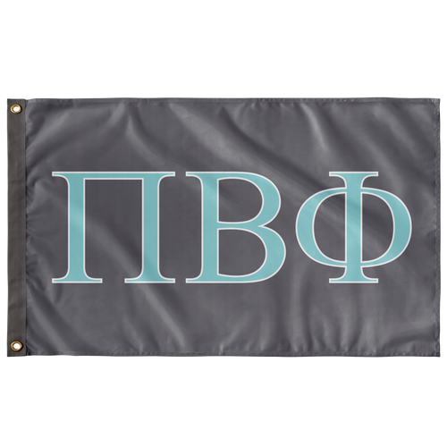 Pi Beta Phi Greek Flag - Dark Grey, Aqua &  White