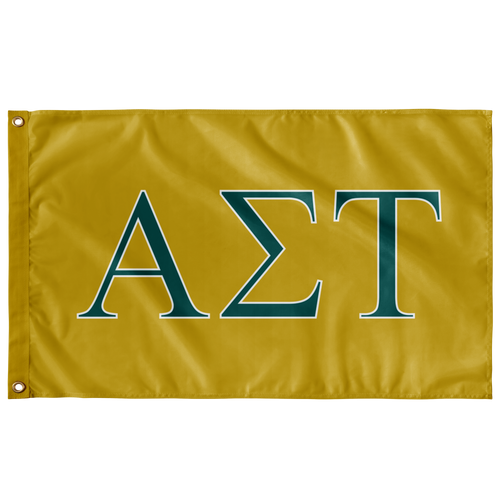 Alpha Sigma Tau Sorority Flag - Victory Gold, Emerald Green & White