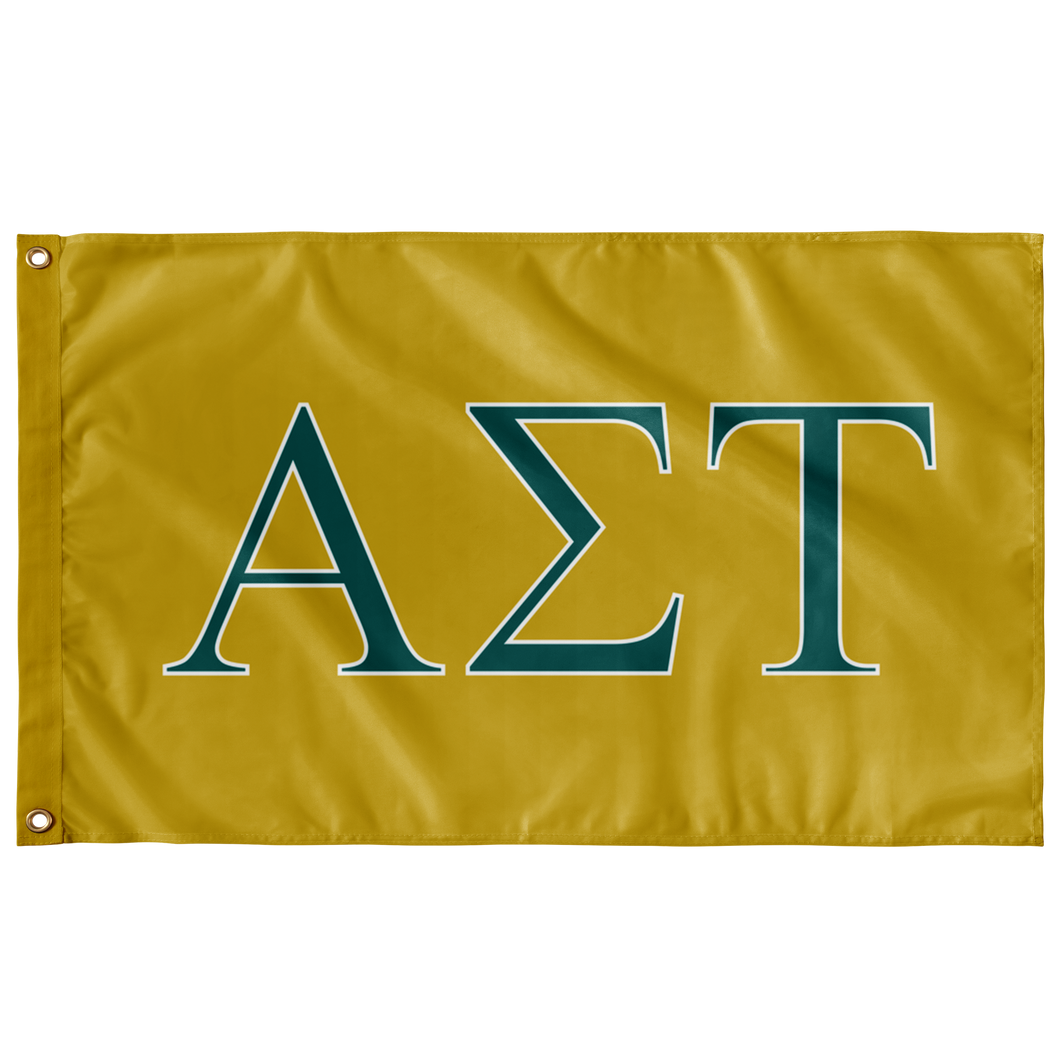 Alpha Sigma Tau Sorority Flag - Victory Gold, Emerald Green & White