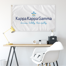 Load image into Gallery viewer, KKG Dream Boldly Live Fully Sorority Flag - White