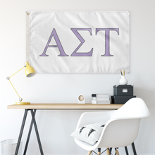 Load image into Gallery viewer, Alpha Sigma Tau Sorority Flag - White, Lavender &amp; Silver Grey