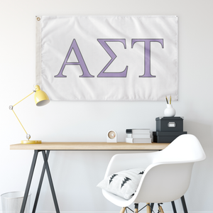 Alpha Sigma Tau Sorority Flag - White, Lavender & Silver Grey