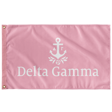 Load image into Gallery viewer, Delta Gamma Sorority Flag - Small Scale Logo Pink &amp; White