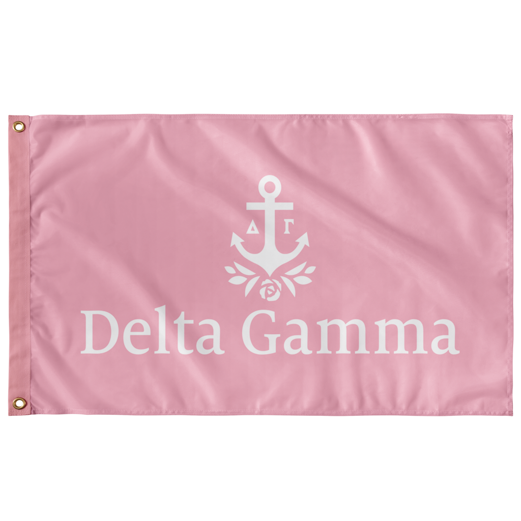 Delta Gamma Sorority Flag - Small Scale Logo Pink & White
