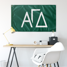Load image into Gallery viewer, Alpha Gamma Delta Greek Letters Sorority Flag - Secondary Green &amp; White