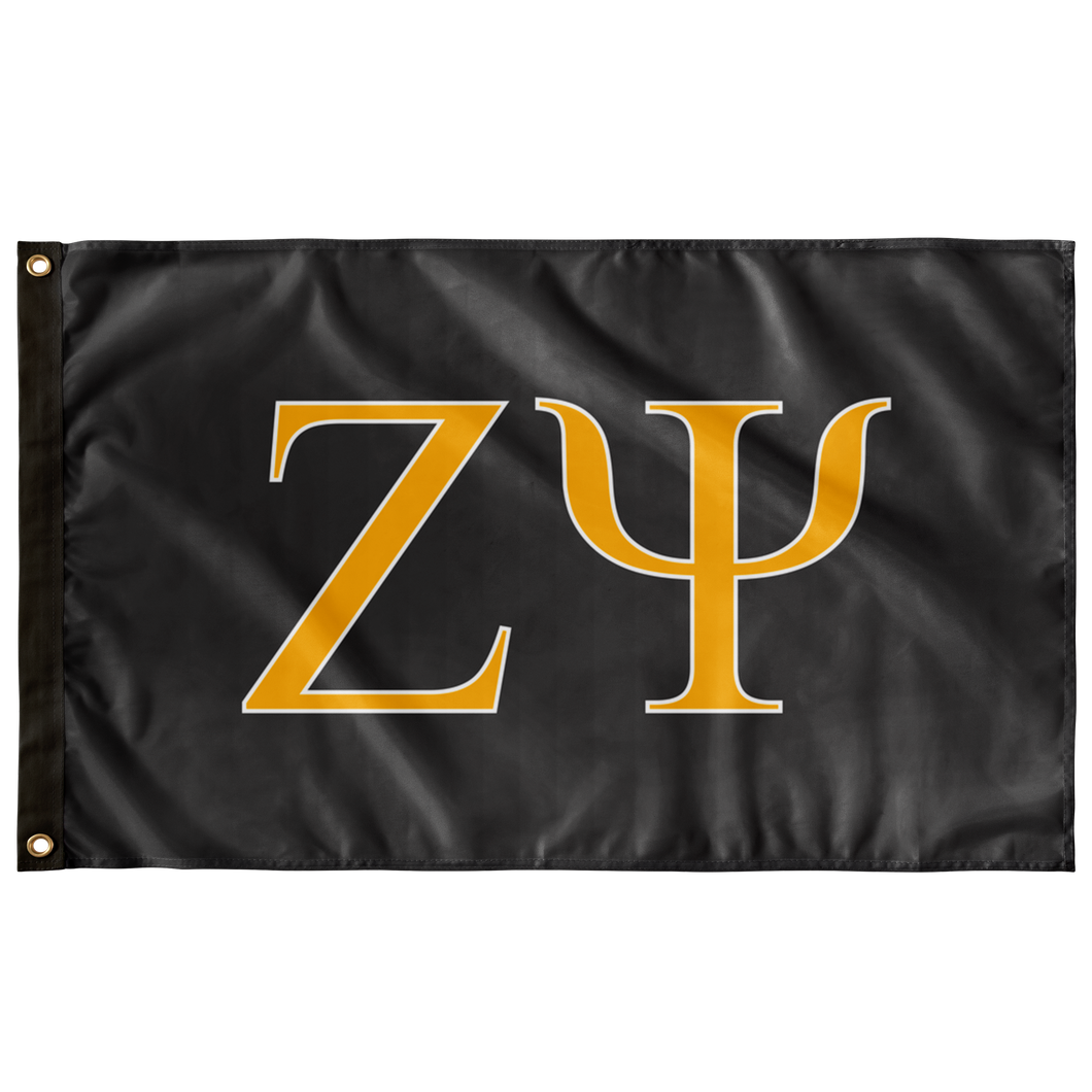 Zeta Psi Fraternity Flag - Charcoal, Gold & White