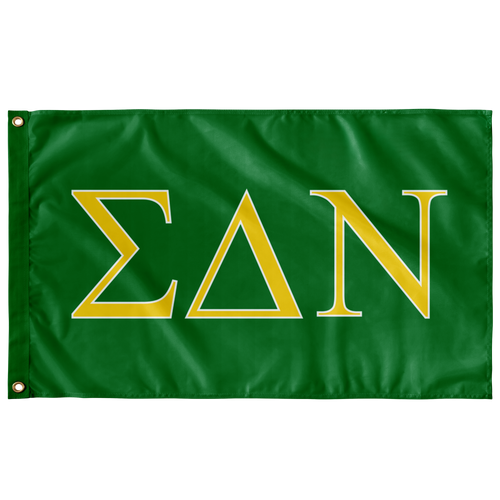 Sigma Delta Nu Fraternity Flag - Kelly Green, Maize & White