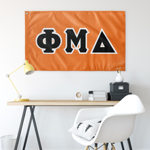 Load image into Gallery viewer, Phi Mu Delta Greek Block Flag -  Tennessee Orange, Black &amp; White